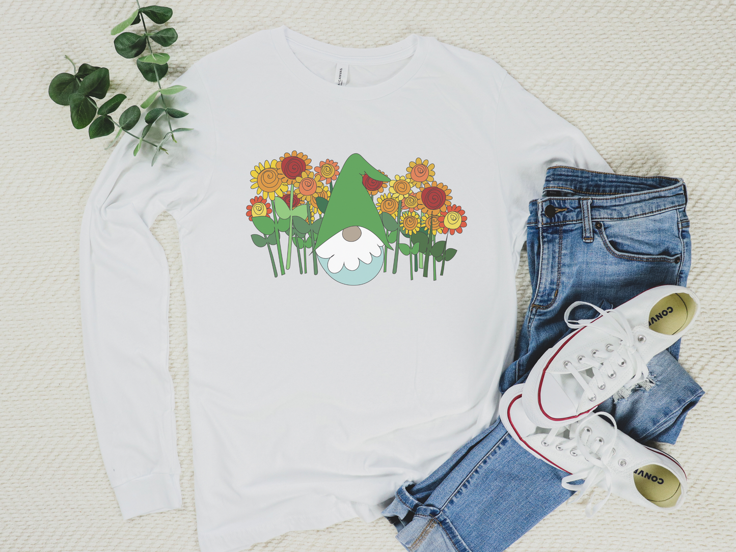 Sunflower Gnome Long Sleeve Tee