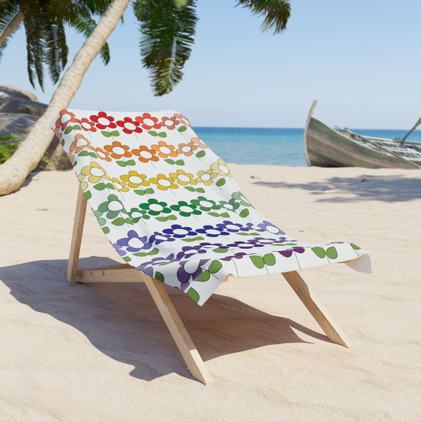 Rainbow of Posies Beach Towel