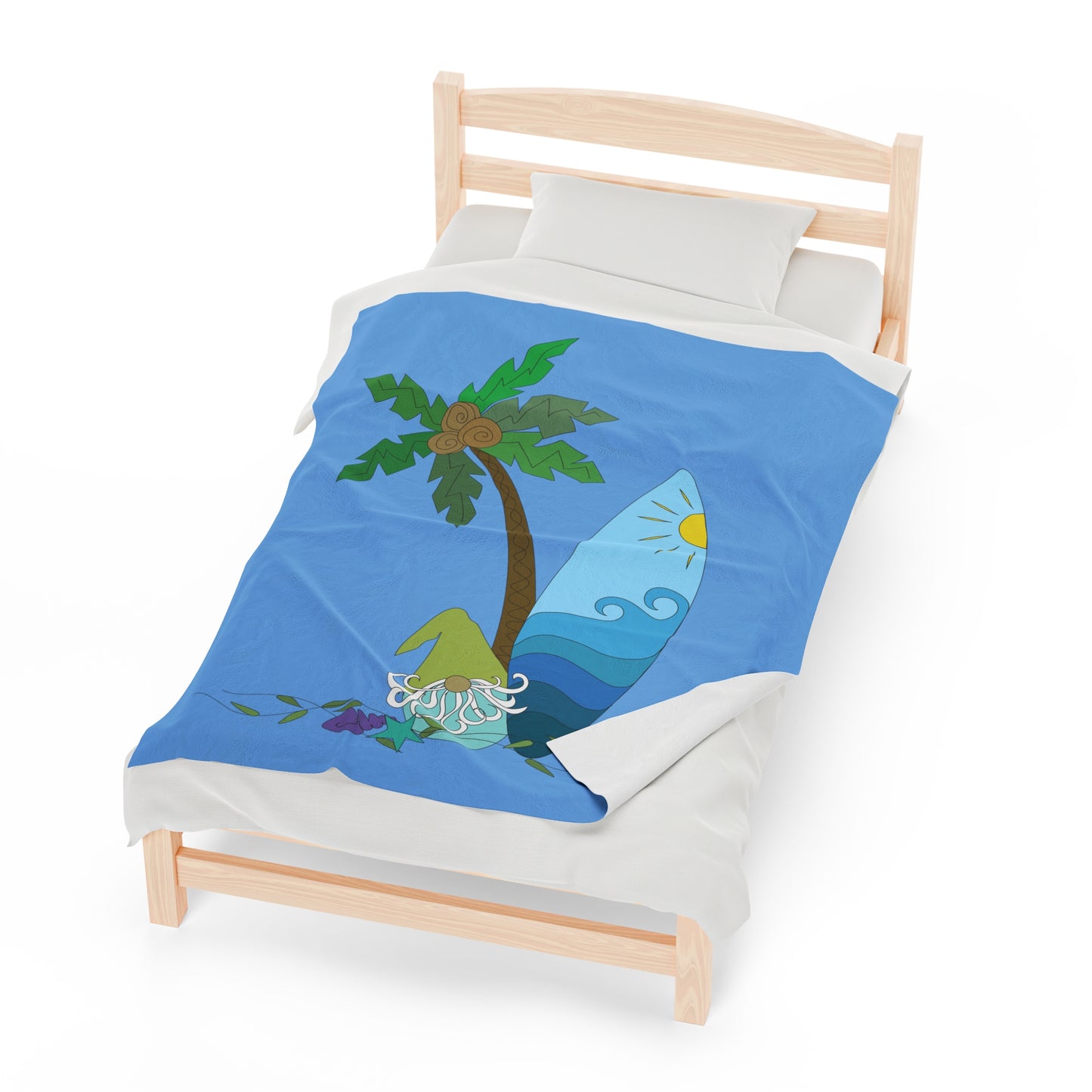 Surfing Gnome Plush Blanket
