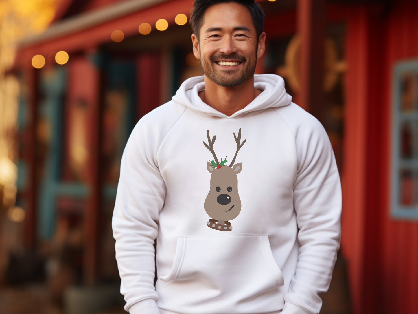 Christmas Reindeer Fleece Hoodie
