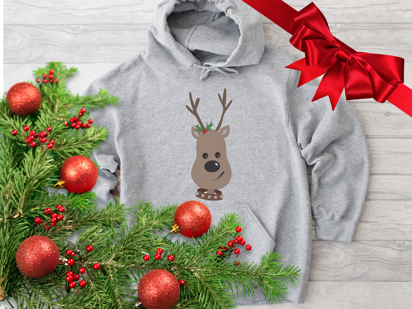 Christmas Reindeer Fleece Hoodie