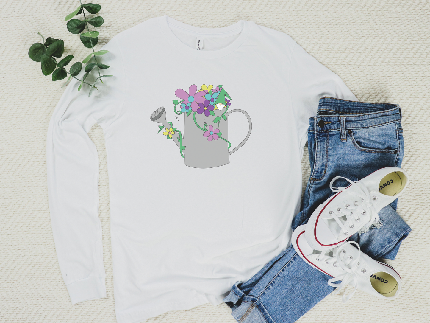 Watering Posies Gnome Long Sleeve Tee