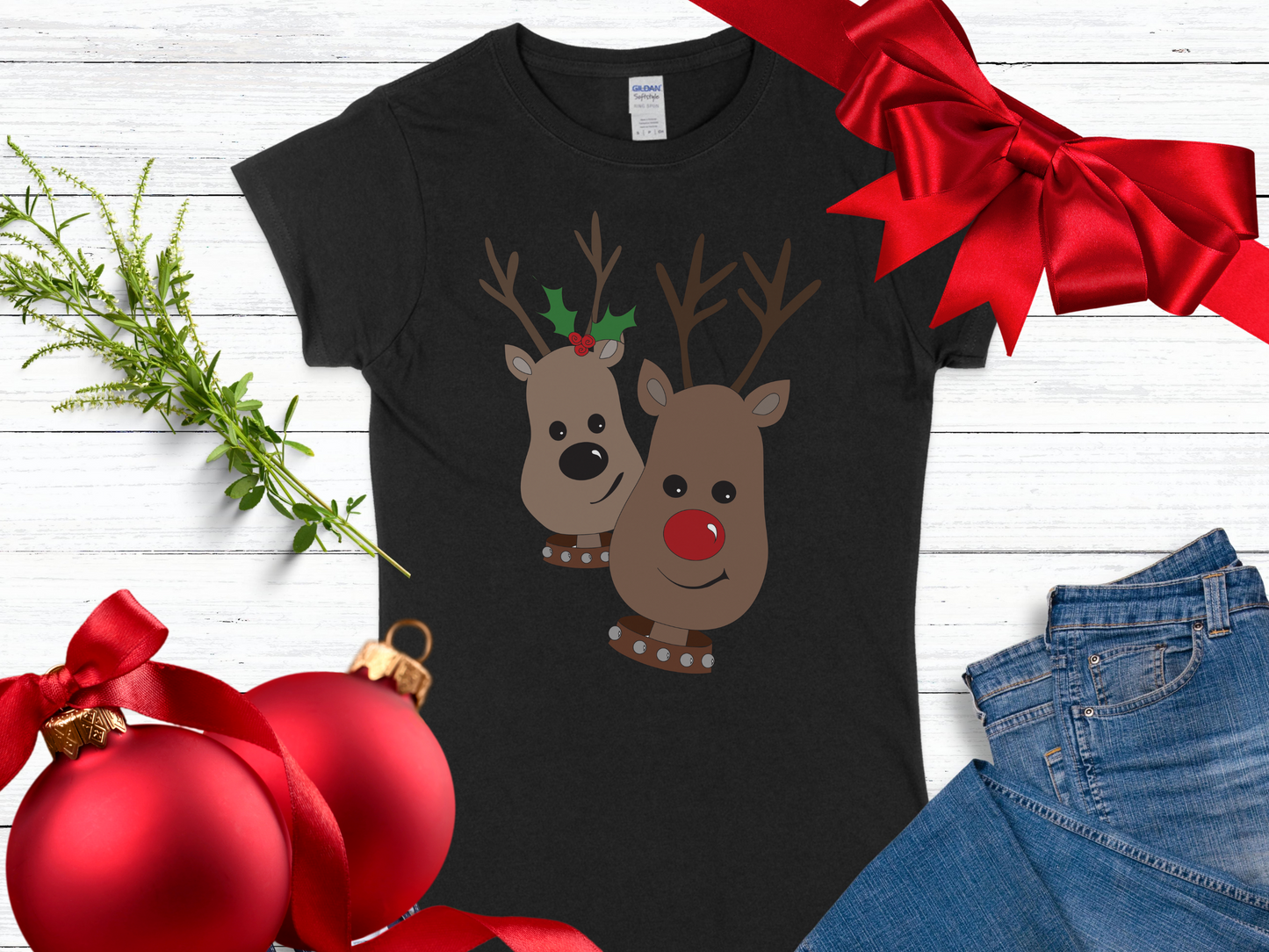 Rudolph & Friend Reindeer Women's Softstyle Tee