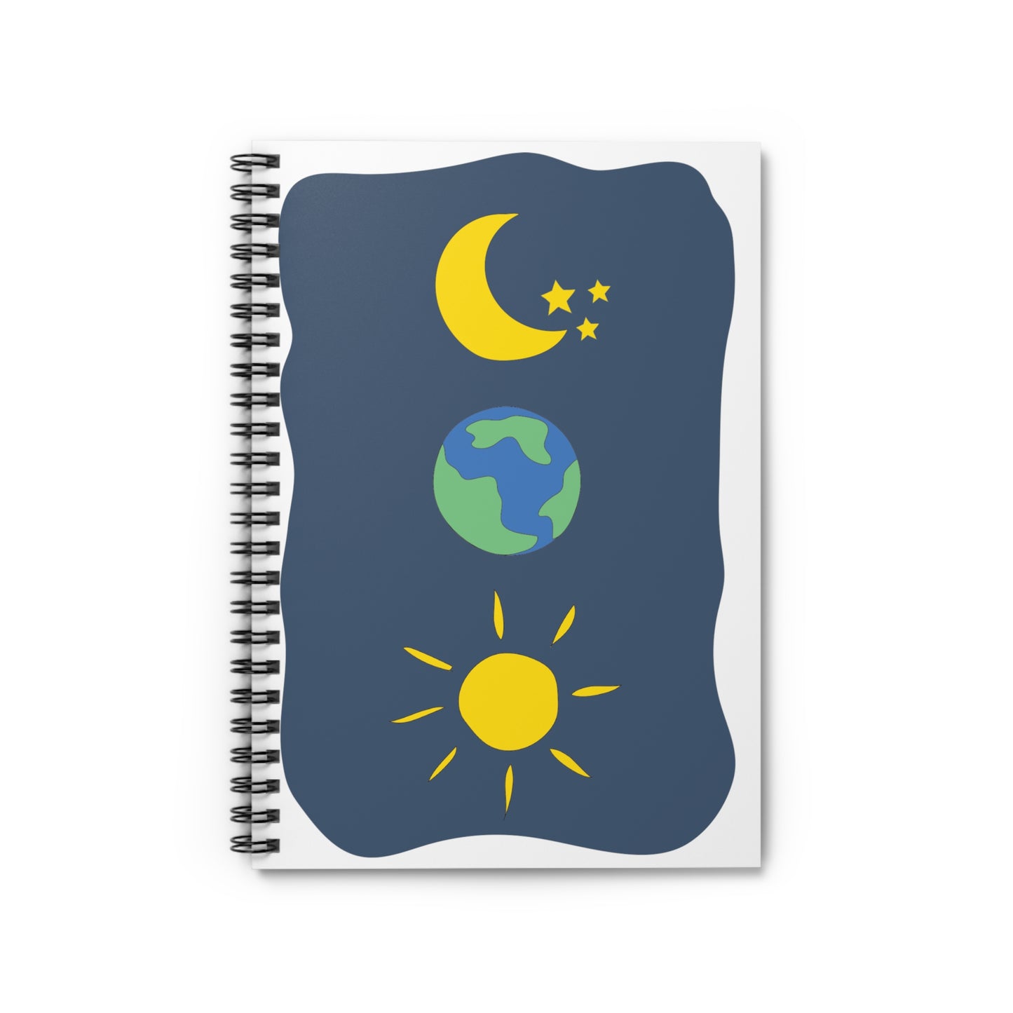 Moon, Stars & Earth Spiral Notebook