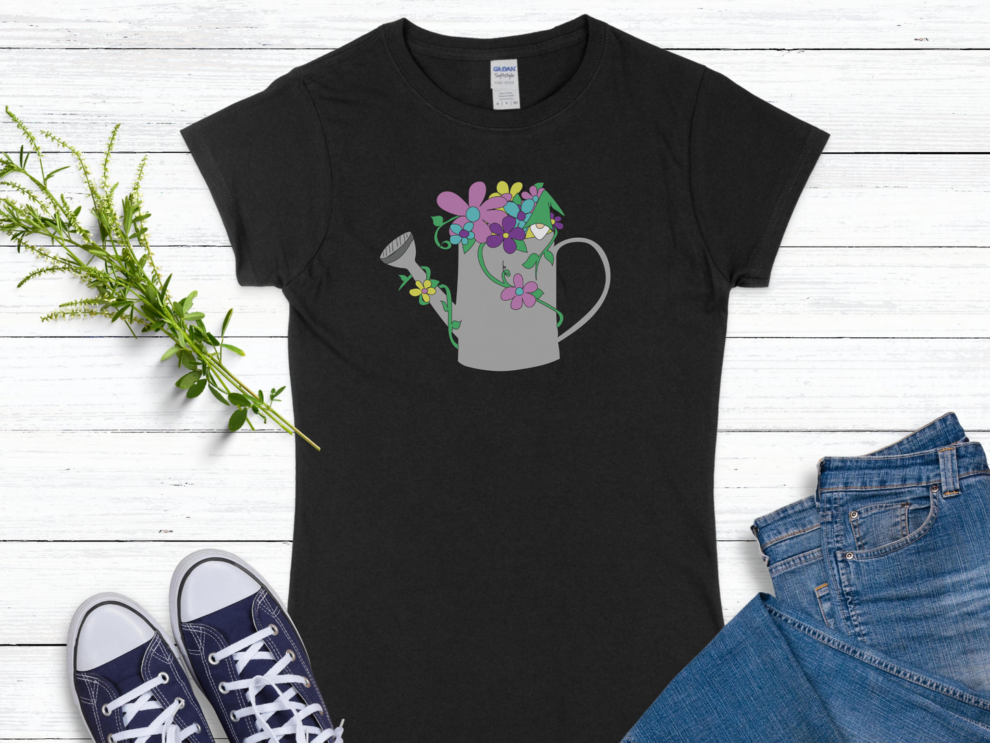 Watering Posies Gnome Women's Softstyle Tee
