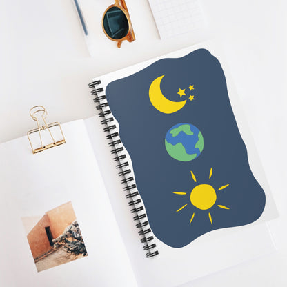 Moon, Stars & Earth Spiral Notebook