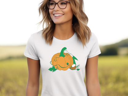 Gnome Picking Pumpkins Women's Softstyle Tee