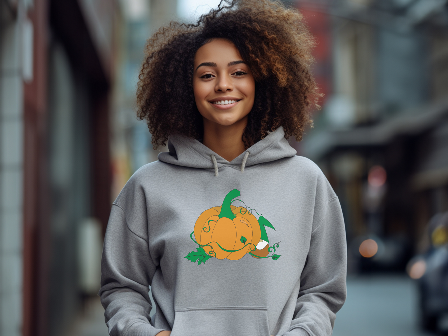 Gnome Picking Pumpkins Fleece Hoodie