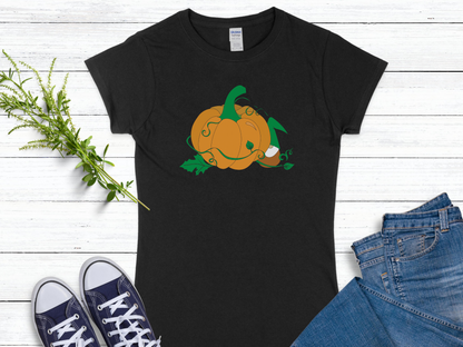 Gnome Picking Pumpkins Women's Softstyle Tee
