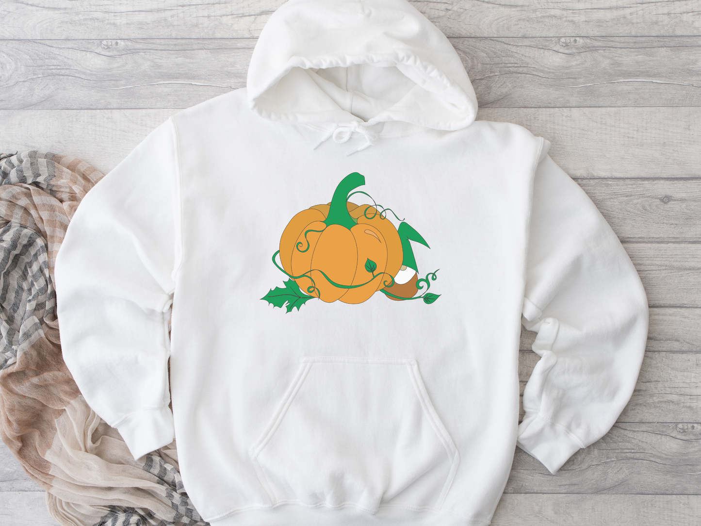 Gnome Picking Pumpkins Fleece Hoodie