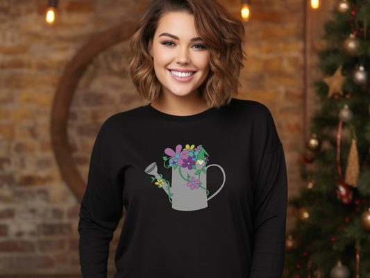 Watering Posies Gnome Long Sleeve Tee