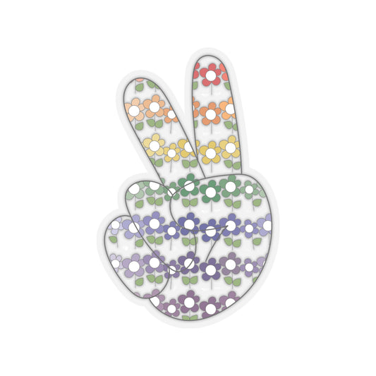 Peace & Rainbow Posies Kiss-Cut Sticker