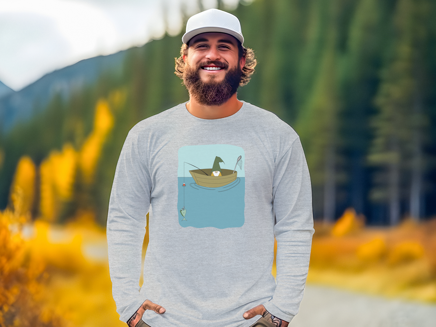 Gnome Fishing Long Sleeve Tee