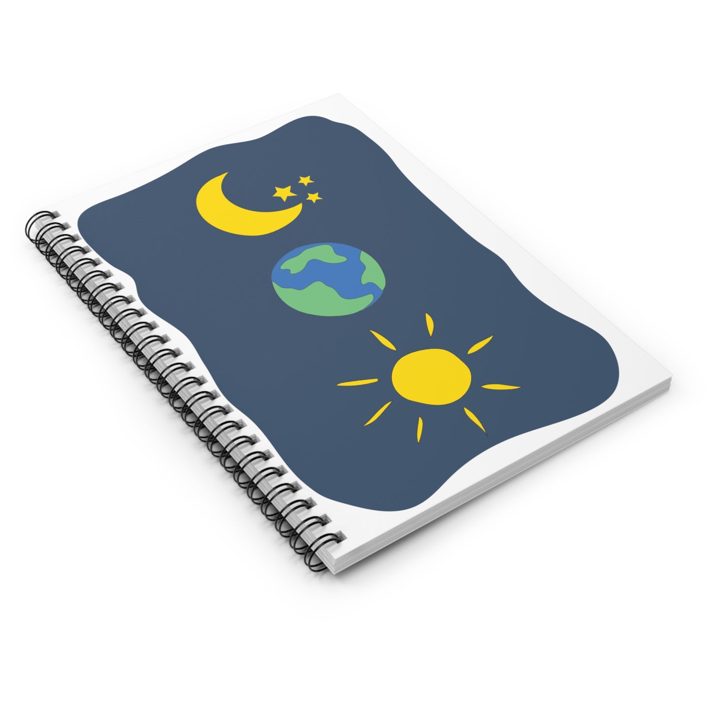 Moon, Stars & Earth Spiral Notebook