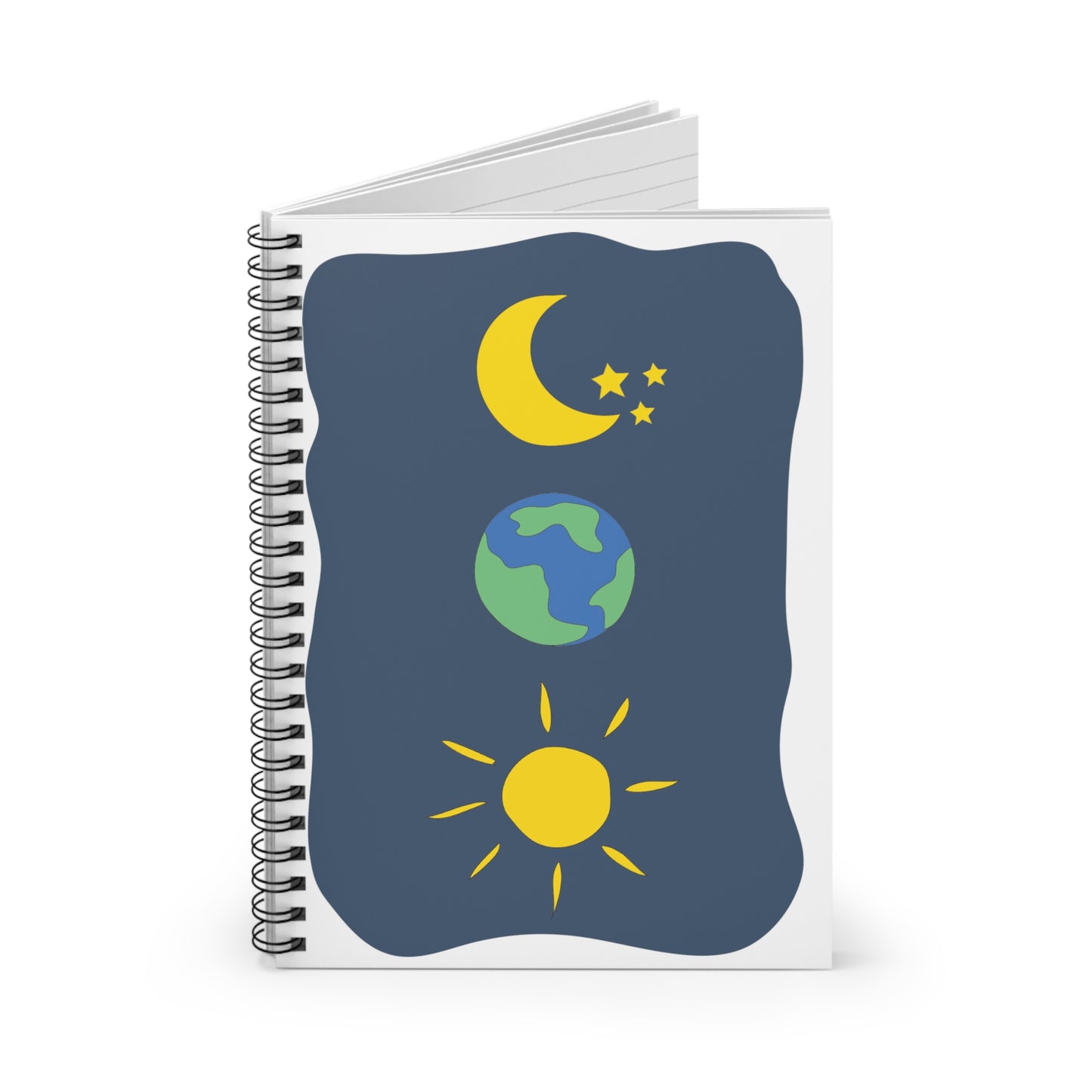 Moon, Stars & Earth Spiral Notebook